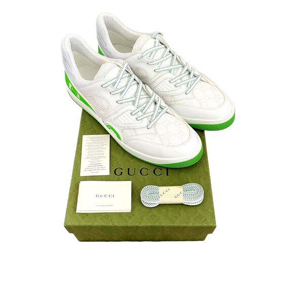 GUCCI Demetra GG Supreme Basket Low Top Sneakers Green White Men\'s Size 12 NEW main image 5